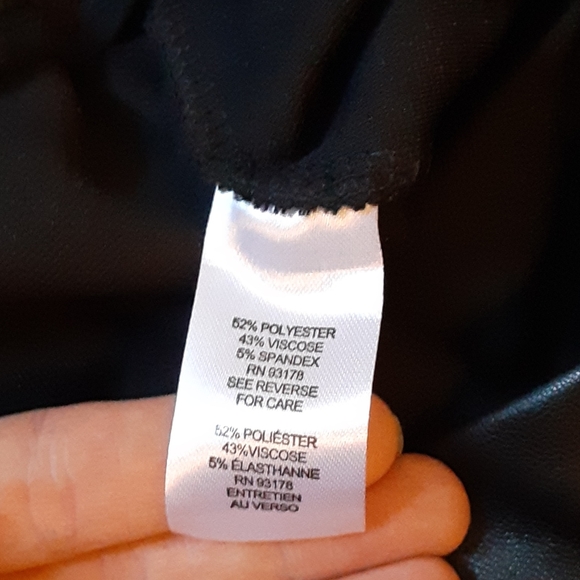 TAHARI  BLACK  PULL ON PANTS, FAUX LEATHER PIPING, SMALL PETITE - Picture 10 of 10